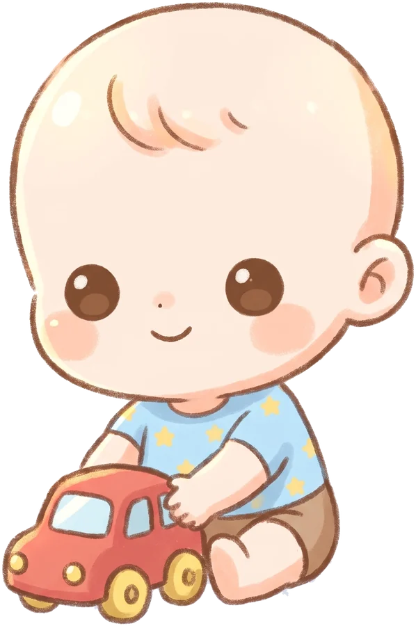 Cute baby with toy car illustration