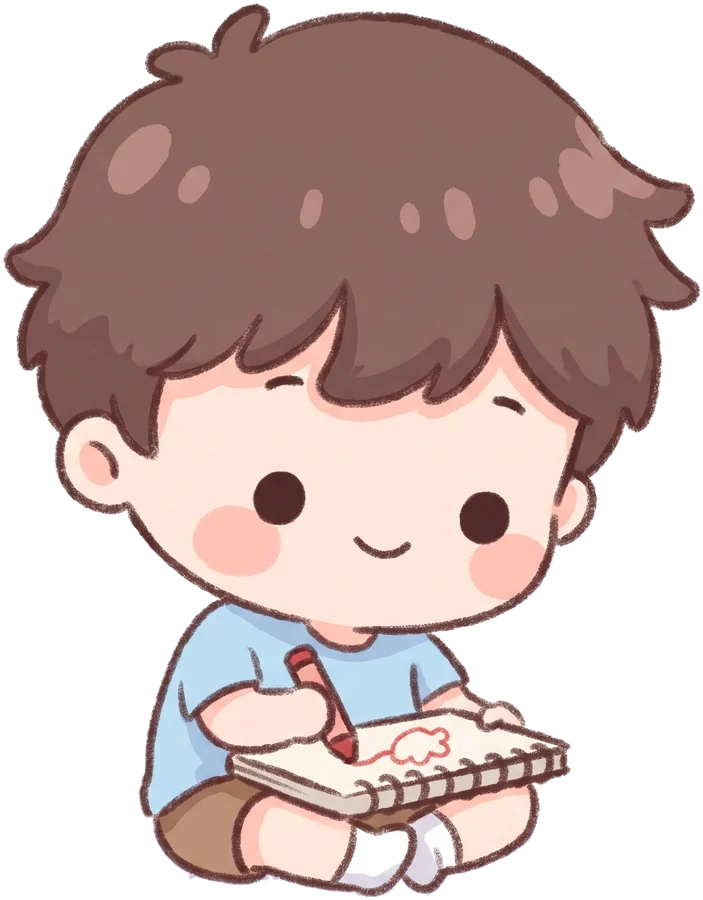 Cute boy drawing illustration