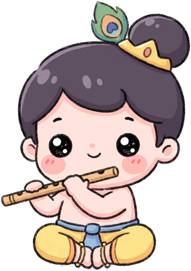 Cute boy playing the flute illustration
