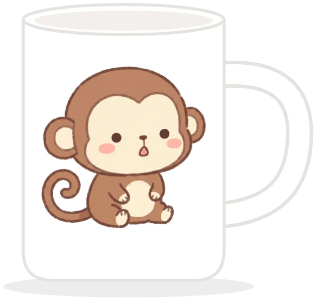 Cute coffee mug with baby monkey print