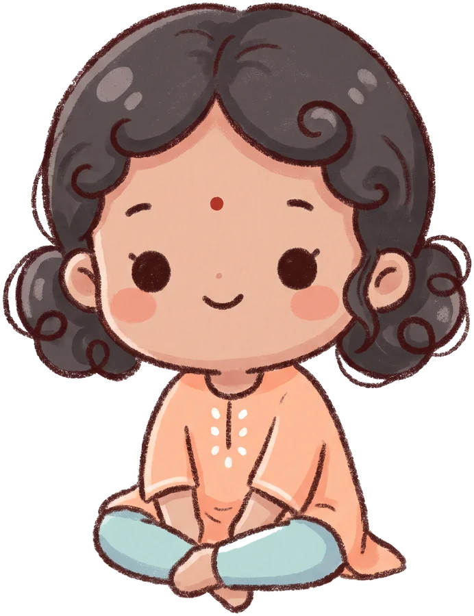 Cute girl with curly hair illustration