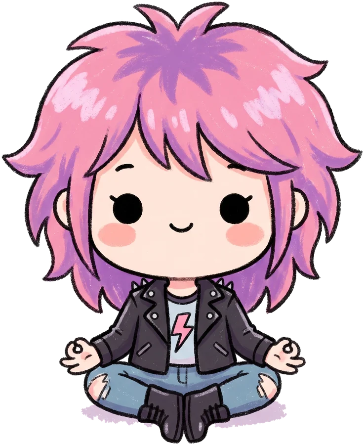 Cute girl with pink hair illustration