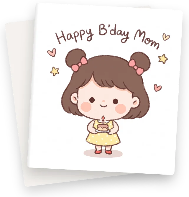 Cute Happy Birthday Mom greeting card