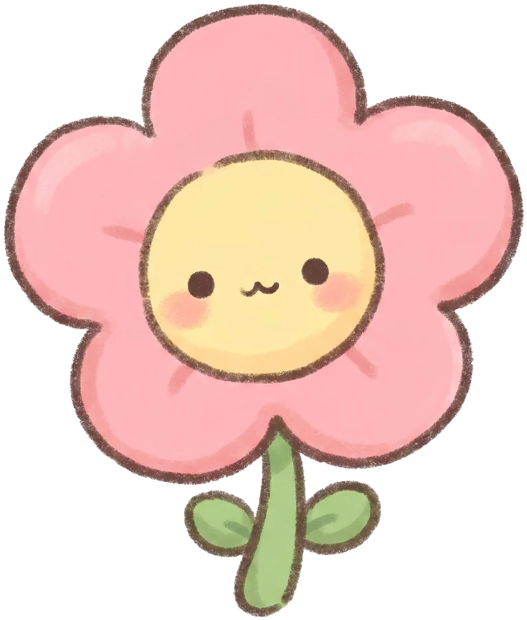 Cute kawaii flower being drawn in Procreate