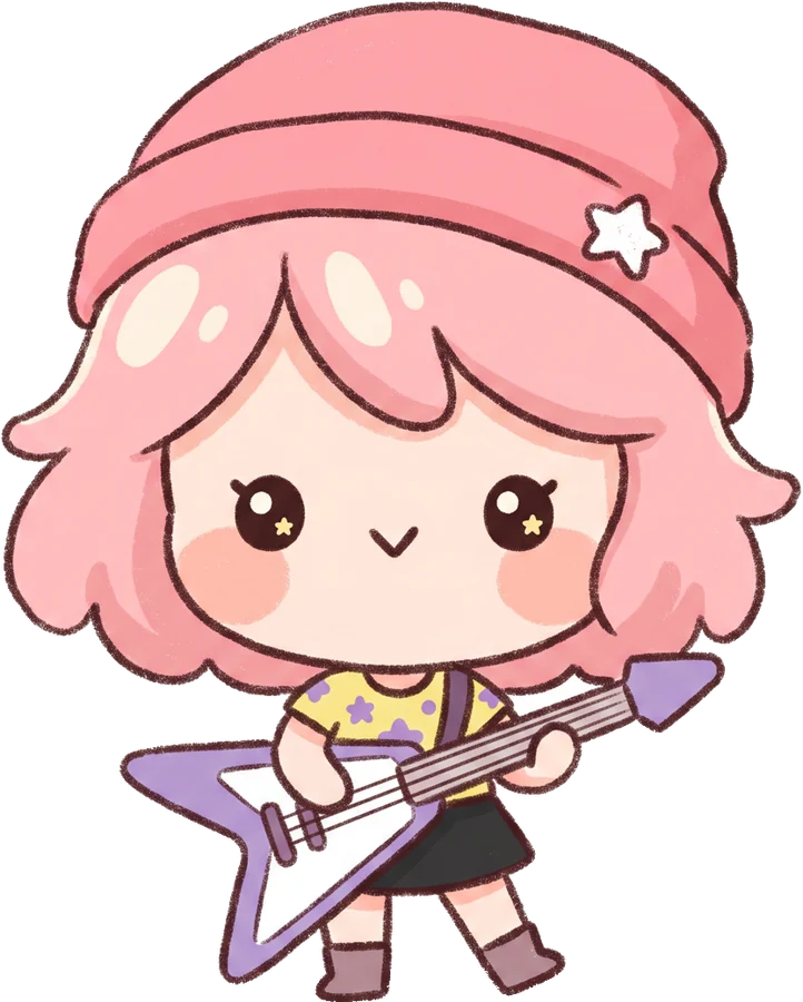 Cute kawaii girl playing guitar