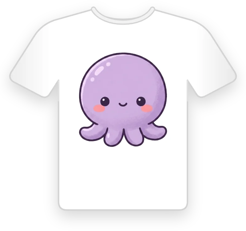 Cute white kids t-shirt with baby octopus print