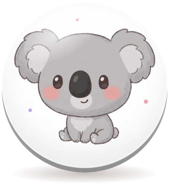 Cute white pin badge with koala